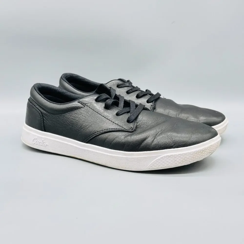 Cuater Shoes Mens 11 Black Leather Low Top Casual Lace Up Spikeless Golf Sneaker
